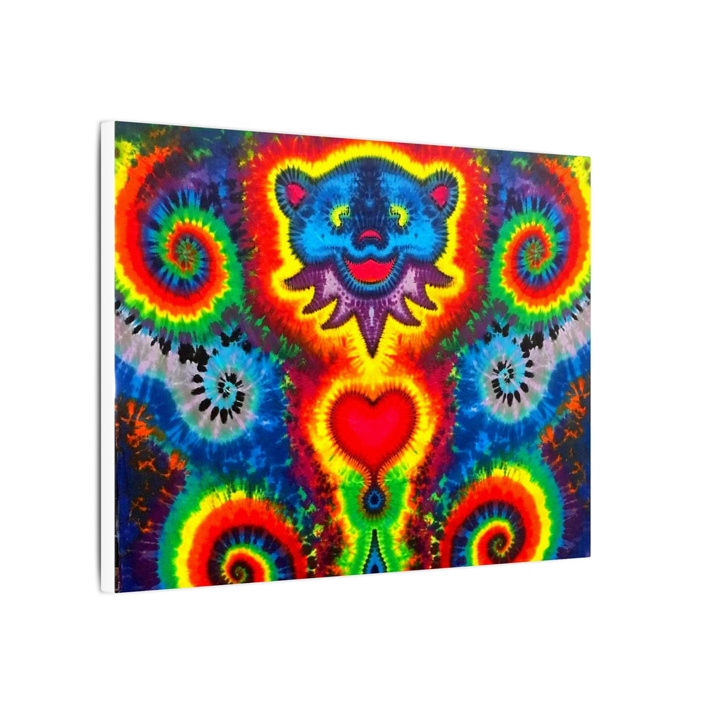 Blue Bear Heart Tie-Dye Canvas Print | JamminOn