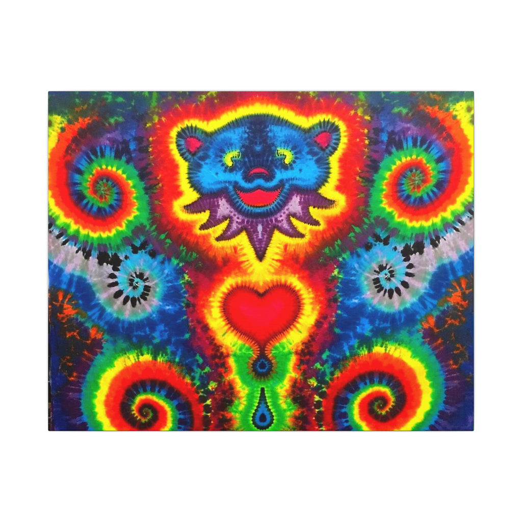 Blue Bear Heart Tie-Dye Canvas Print | JamminOn