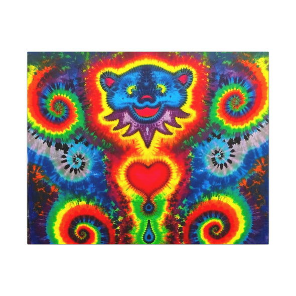 Blue Bear Heart Tie-Dye Canvas Print | JamminOn