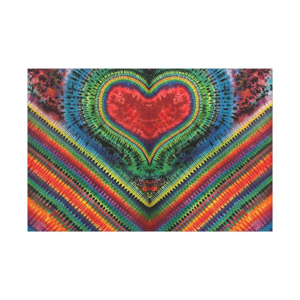 Chevron Rainbow Heart Tie-Dye Wall Art Canvas Print | JamminOn