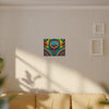 Teal Bear Rainbow Fans Tie-Dye Canvas Print | JamminOn