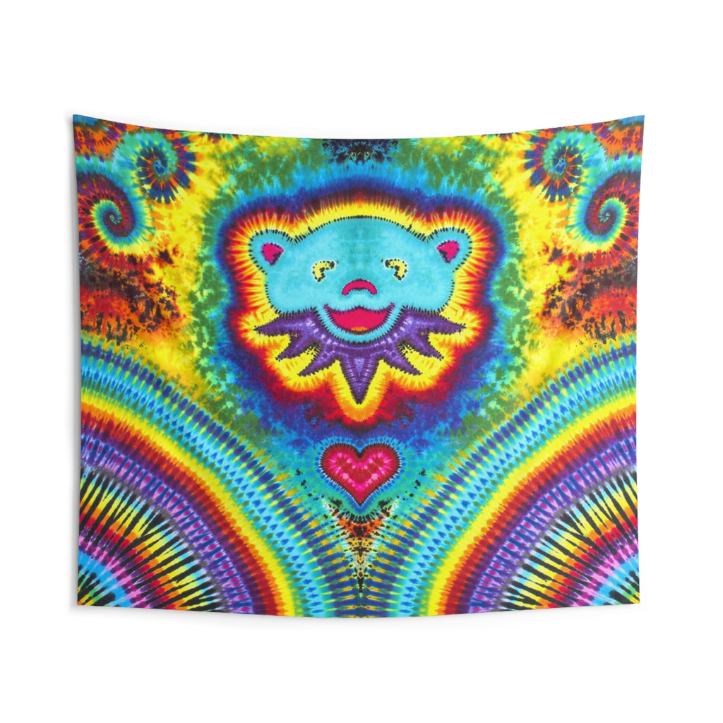 Dancing Bear Heart Burst Tie-Dye Tapestry | JamminOn