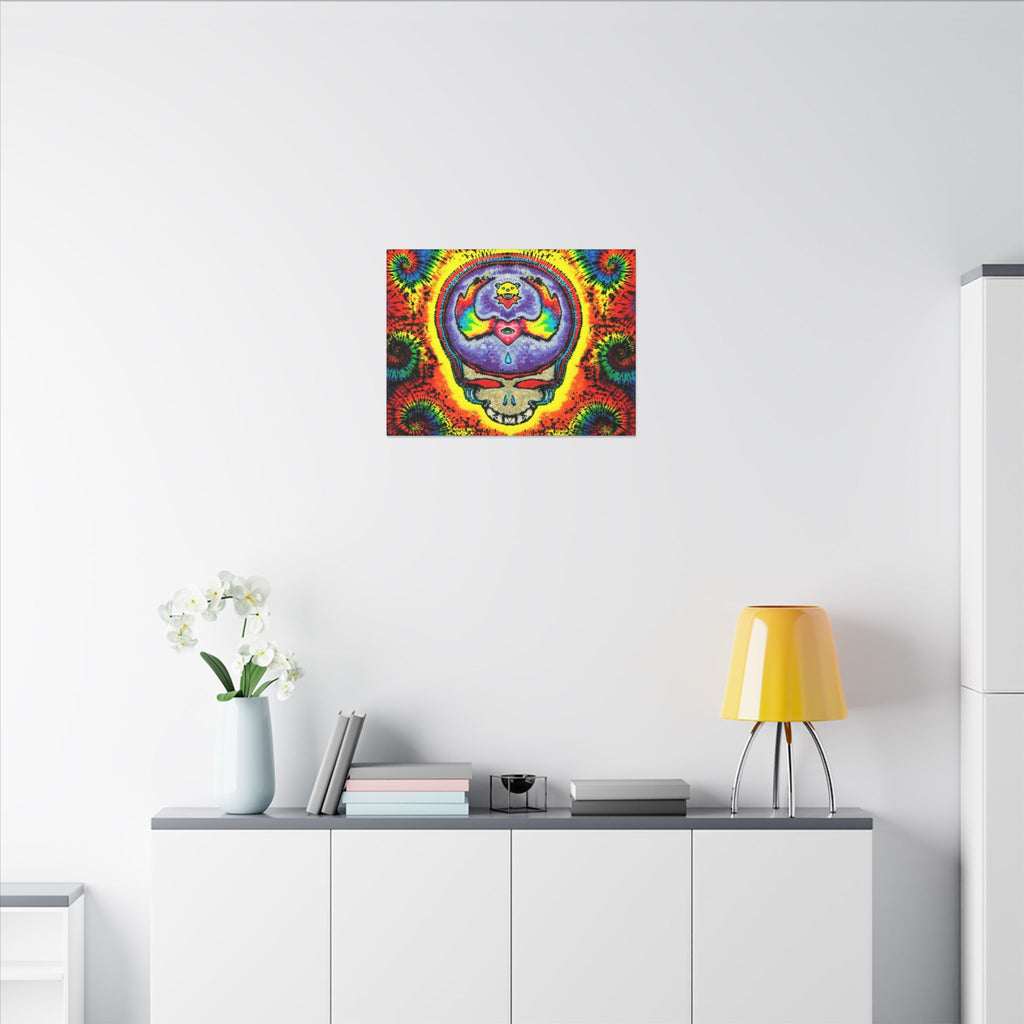 Stealie Skull Bear Heart Tie-Dye Canvas Print | JamminOn