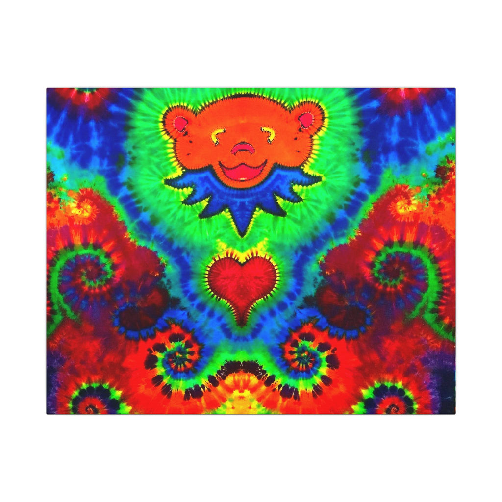 Orange Bear Rainbow Spirals Tie-Dye Canvas Print | JamminOn