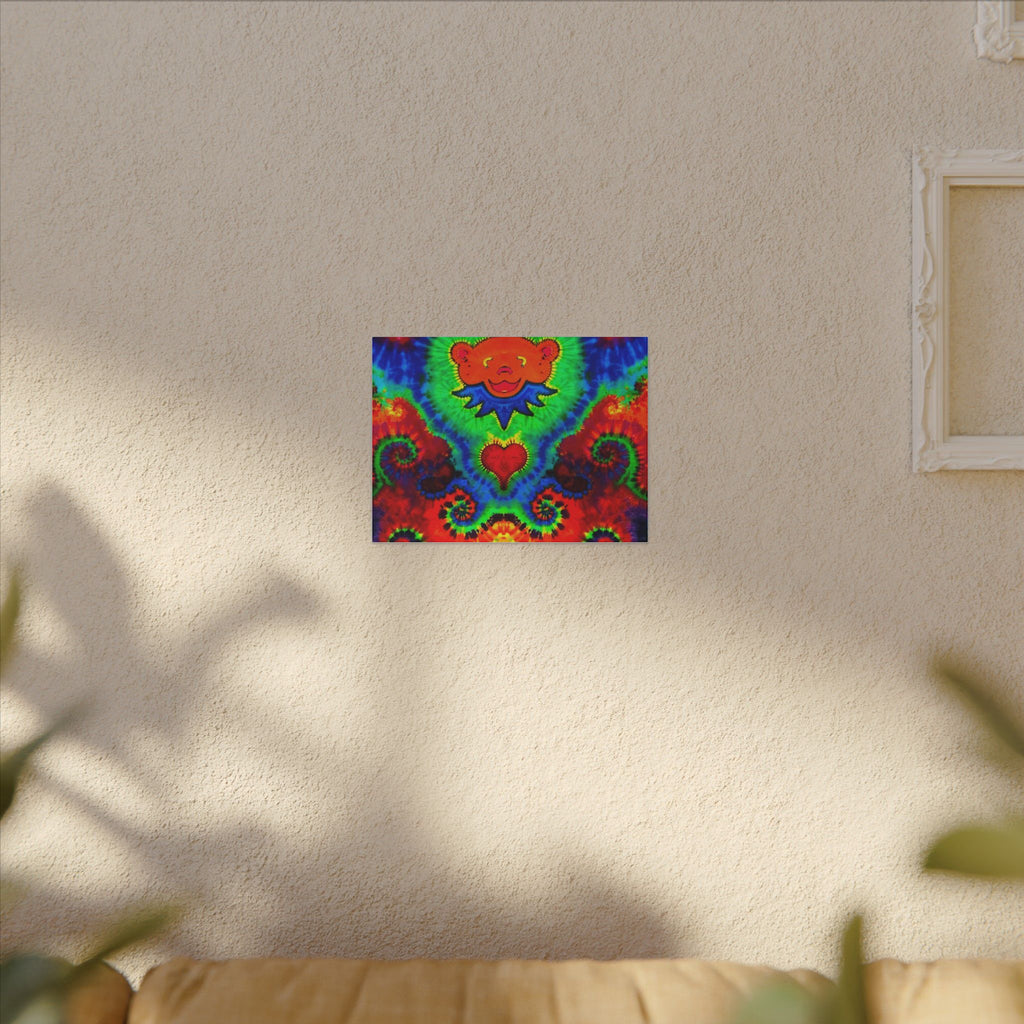Orange Bear Rainbow Spirals Tie-Dye Canvas Print | JamminOn