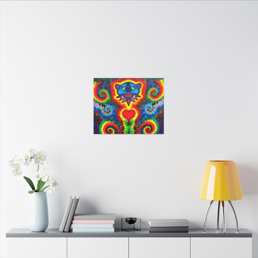 Blue Bear Heart Tie-Dye Canvas Print | JamminOn