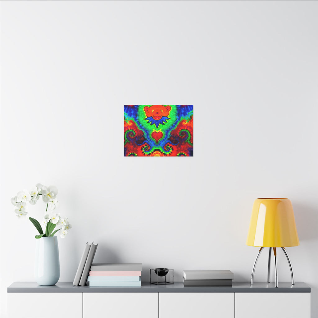 Orange Bear Rainbow Spirals Tie-Dye Canvas Print | JamminOn