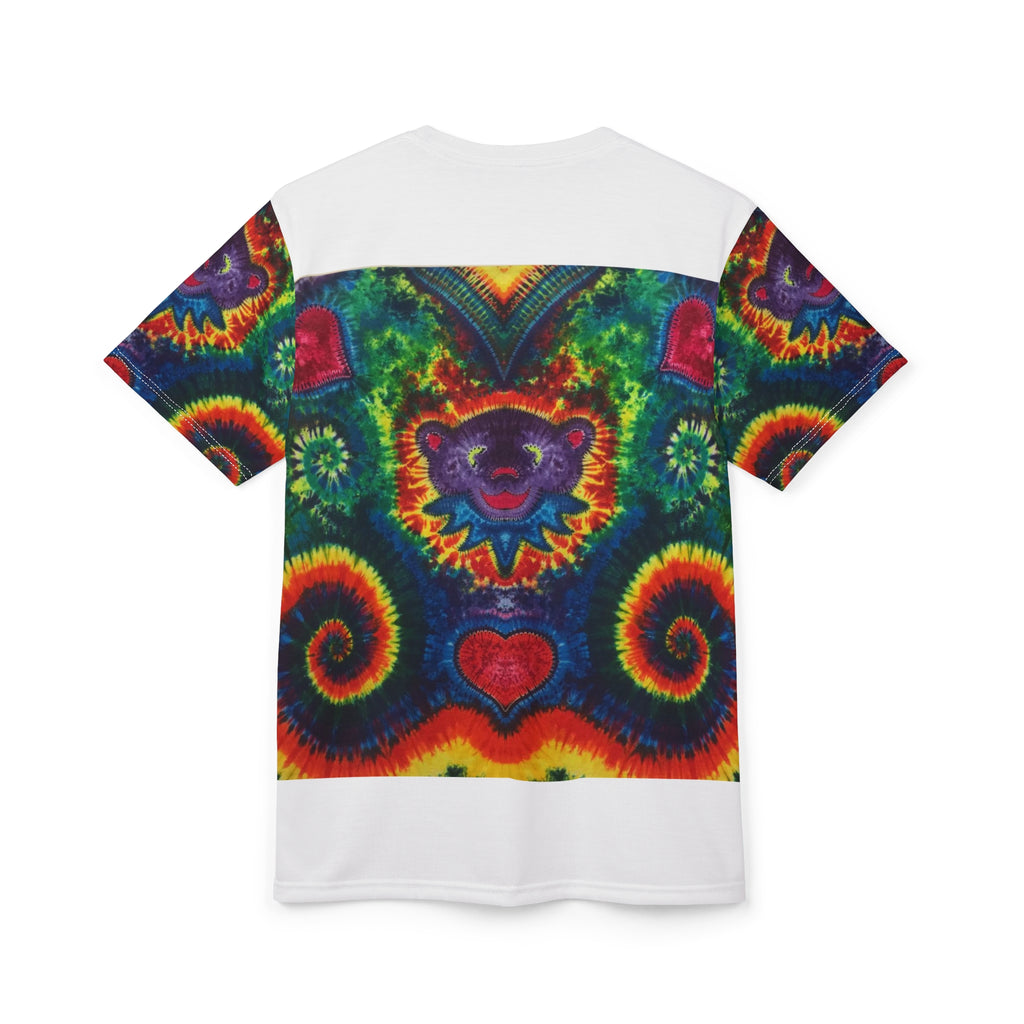Dancing Bear Rainbow Hearts Tie-Dye AOP Shirt - JamminOn