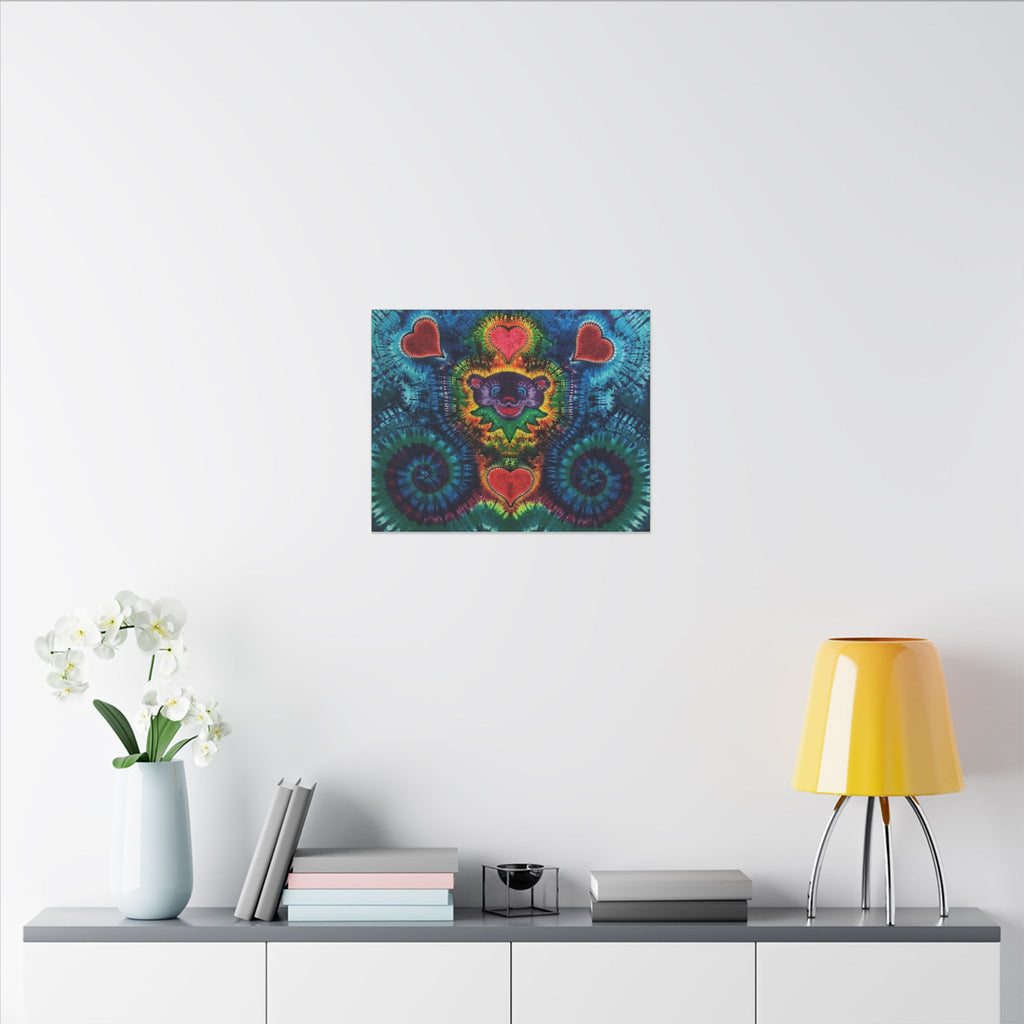 Cosmic Bear Hearts Tie-Dye Wall Art Canvas Print | JamminOn