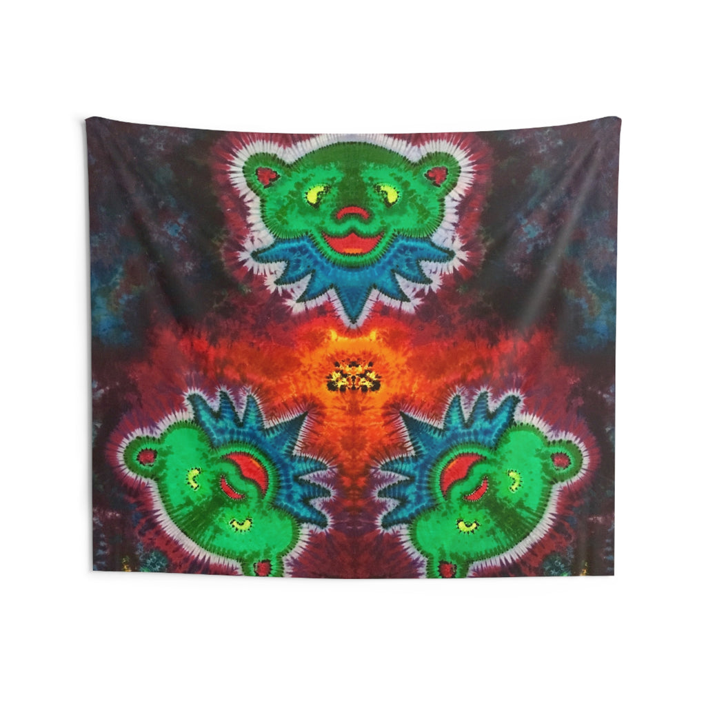 Triple Bear Glow Tie-Dye Wall Tapestry | JamminOn