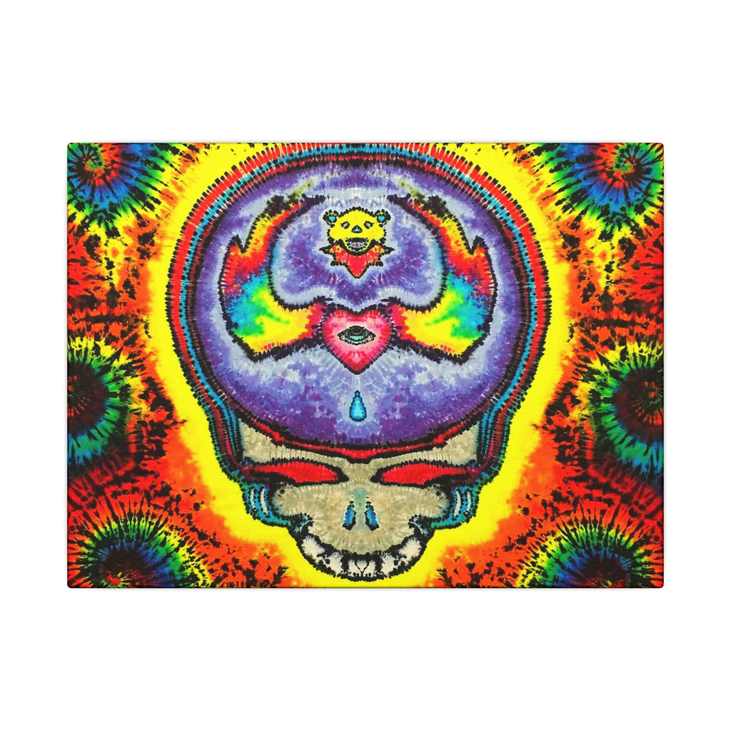Stealie Skull Bear Heart Tie-Dye Canvas Print | JamminOn