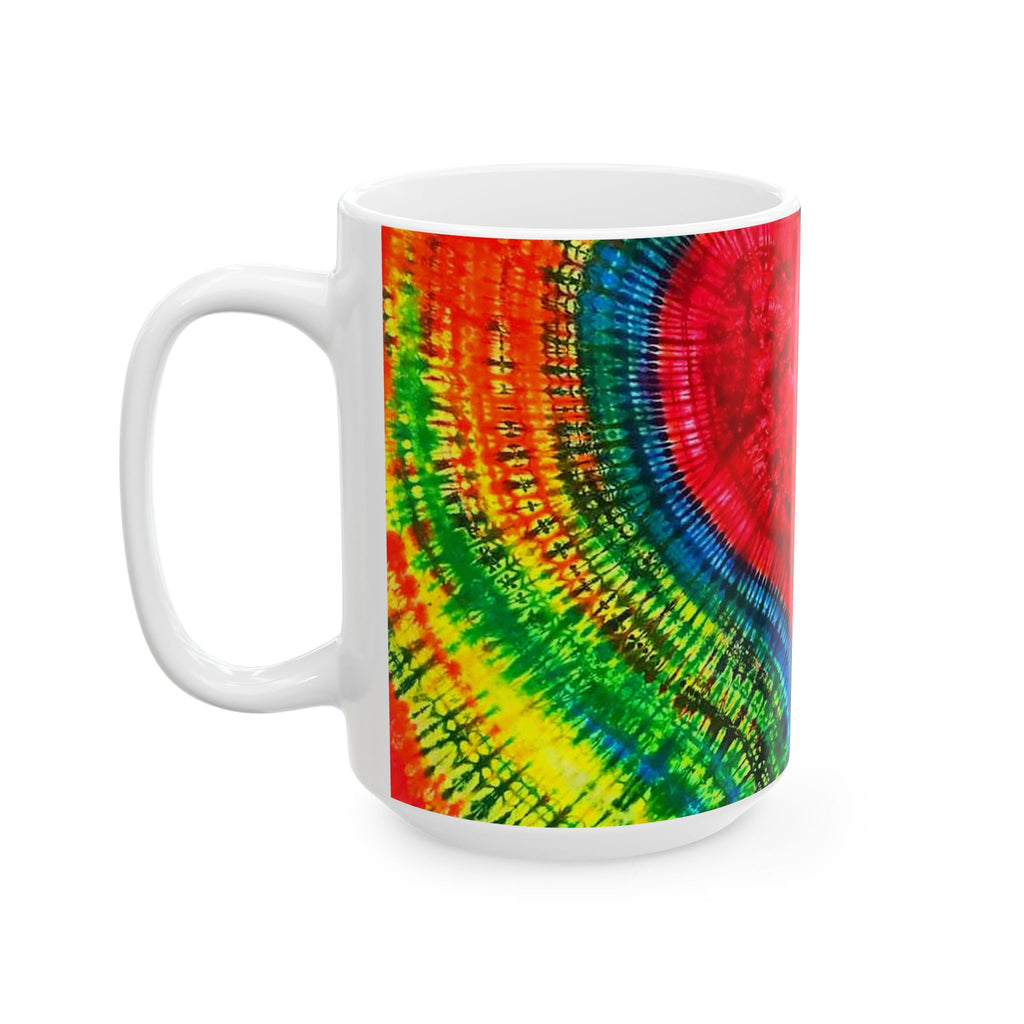 Rainbow Heart Tie-Dye Ceramic Mug | JamminOn