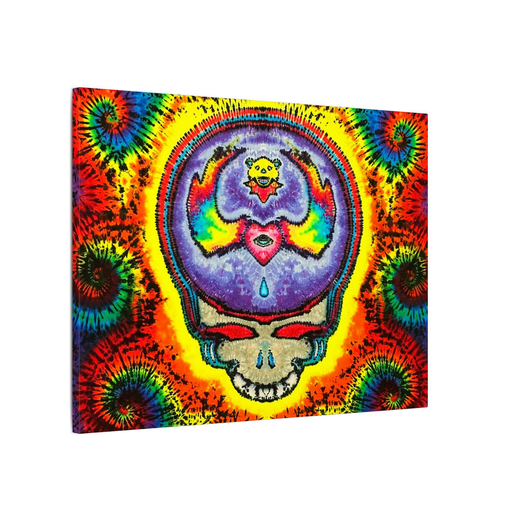 Stealie Skull Bear Heart Tie-Dye Canvas Print | JamminOn