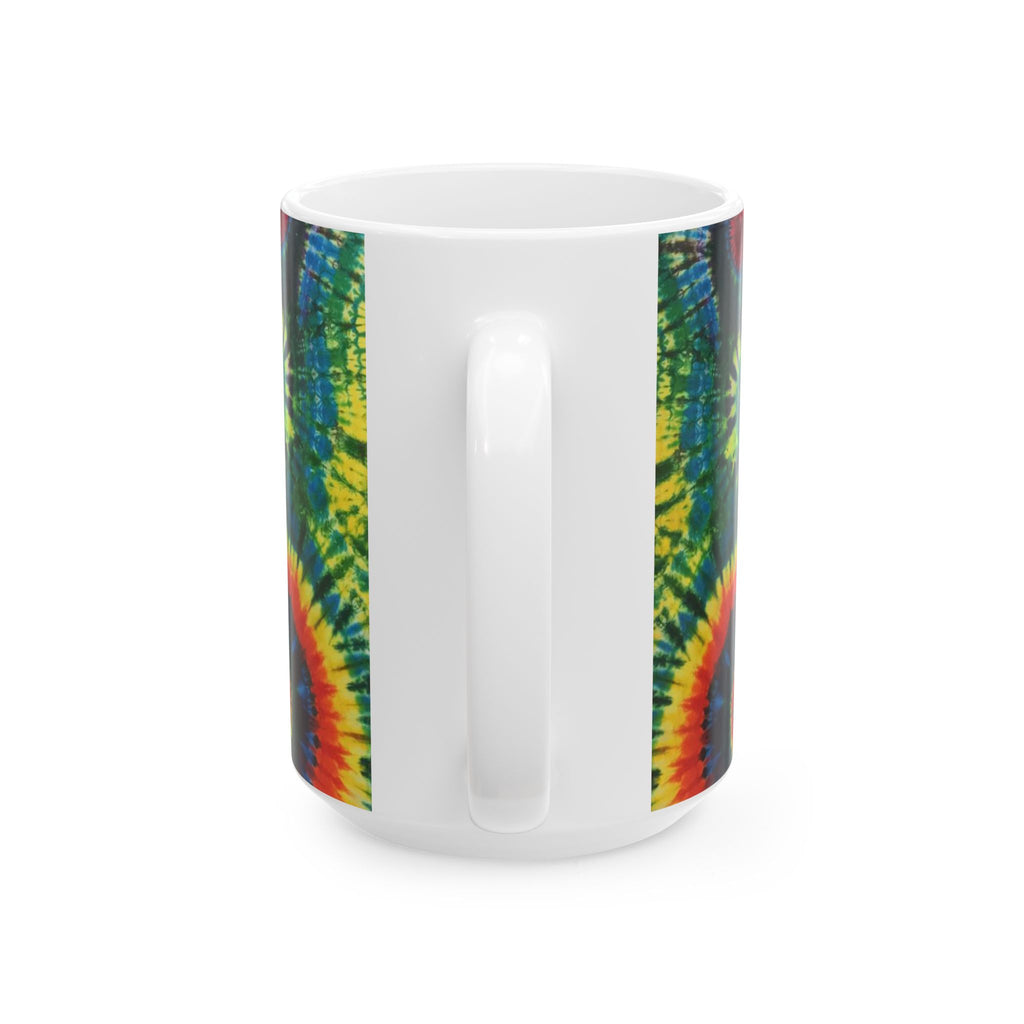 Dancing Bear Rainbow Hearts Psychedelic Tie-Dye Coffee Mug | JamminOn