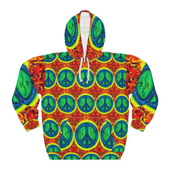 Peace Sign Fire Tie-Dye AOP Hoodie | JamminOn