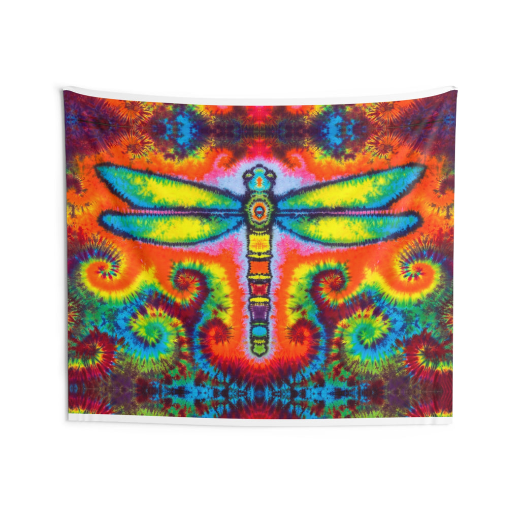 Rainbow Dragonfly Tie-Dye Wall Tapestry | JamminOn