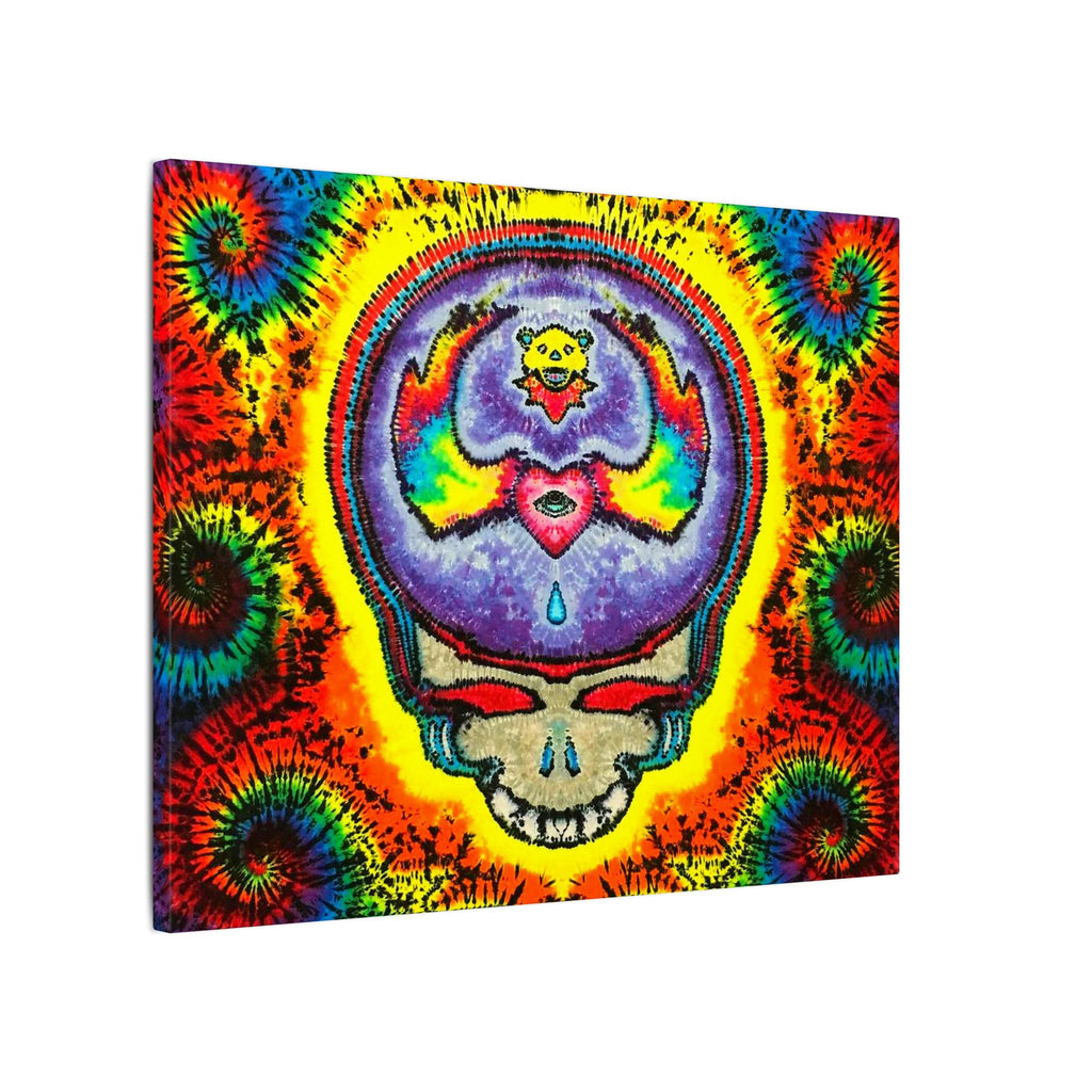 Stealie Skull Bear Heart Tie-Dye Canvas Print | JamminOn