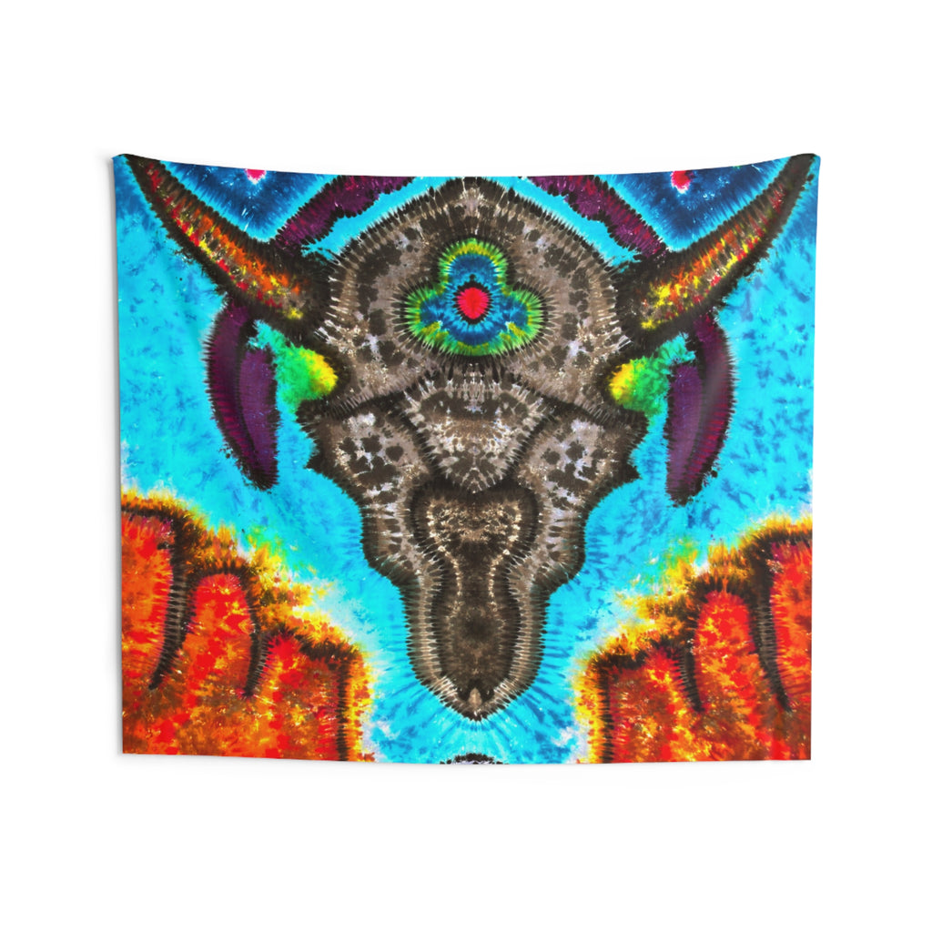 Desert Skull Cosmic Tie-Dye Wall Tapestry | JamminOn
