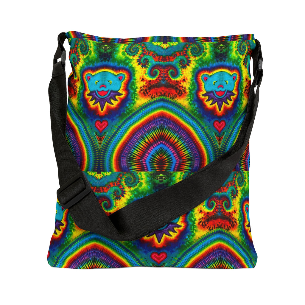 Teal Bear Rainbow Fans Tie-Dye Tote Bag | JamminOn