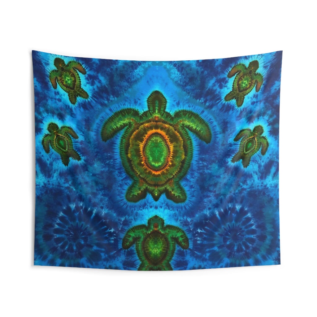 Sea Turtle Family Tie-Dye Wall Tapestry | JamminOn