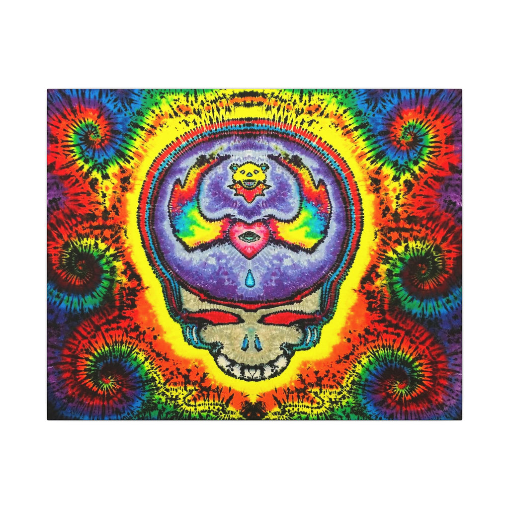 Stealie Skull Bear Heart Tie-Dye Canvas Print | JamminOn