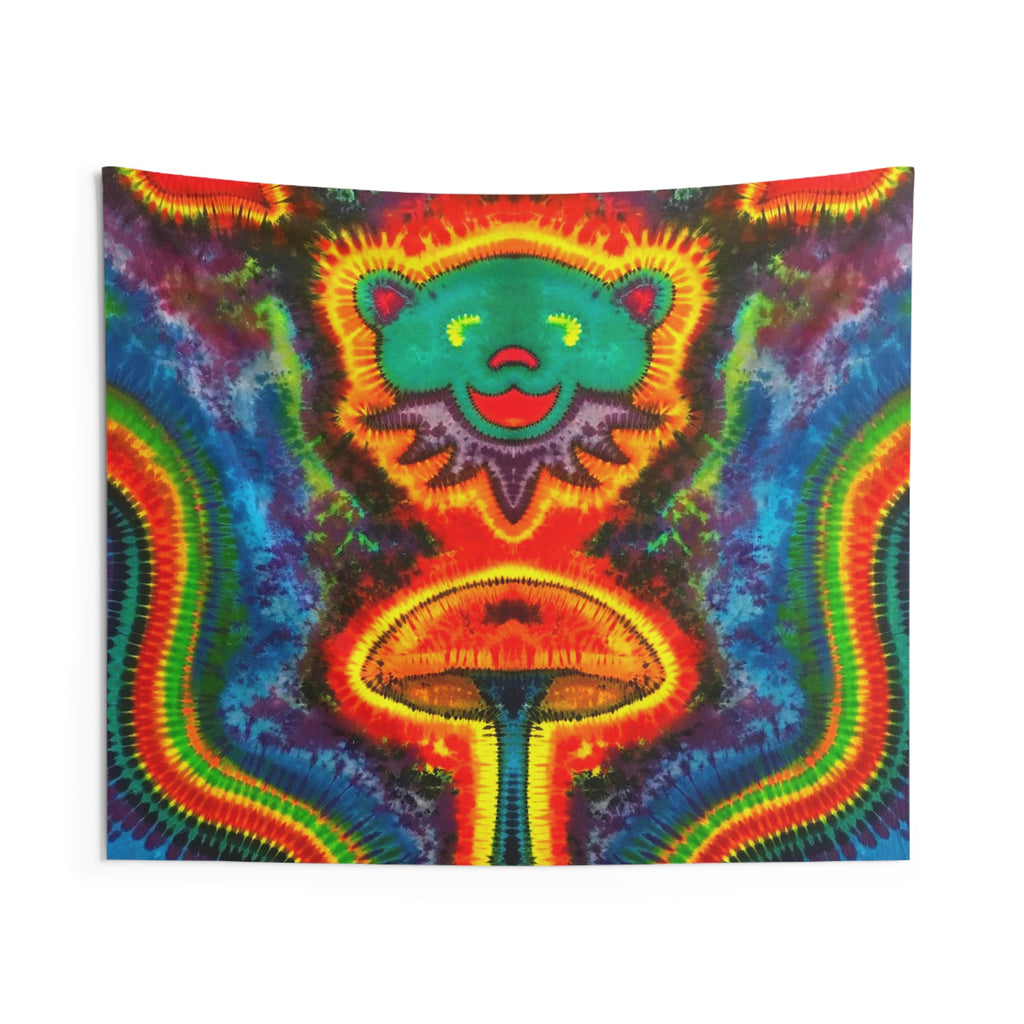 Bear and Mushroom Tie-Dye Wall Tapestry | JamminOn