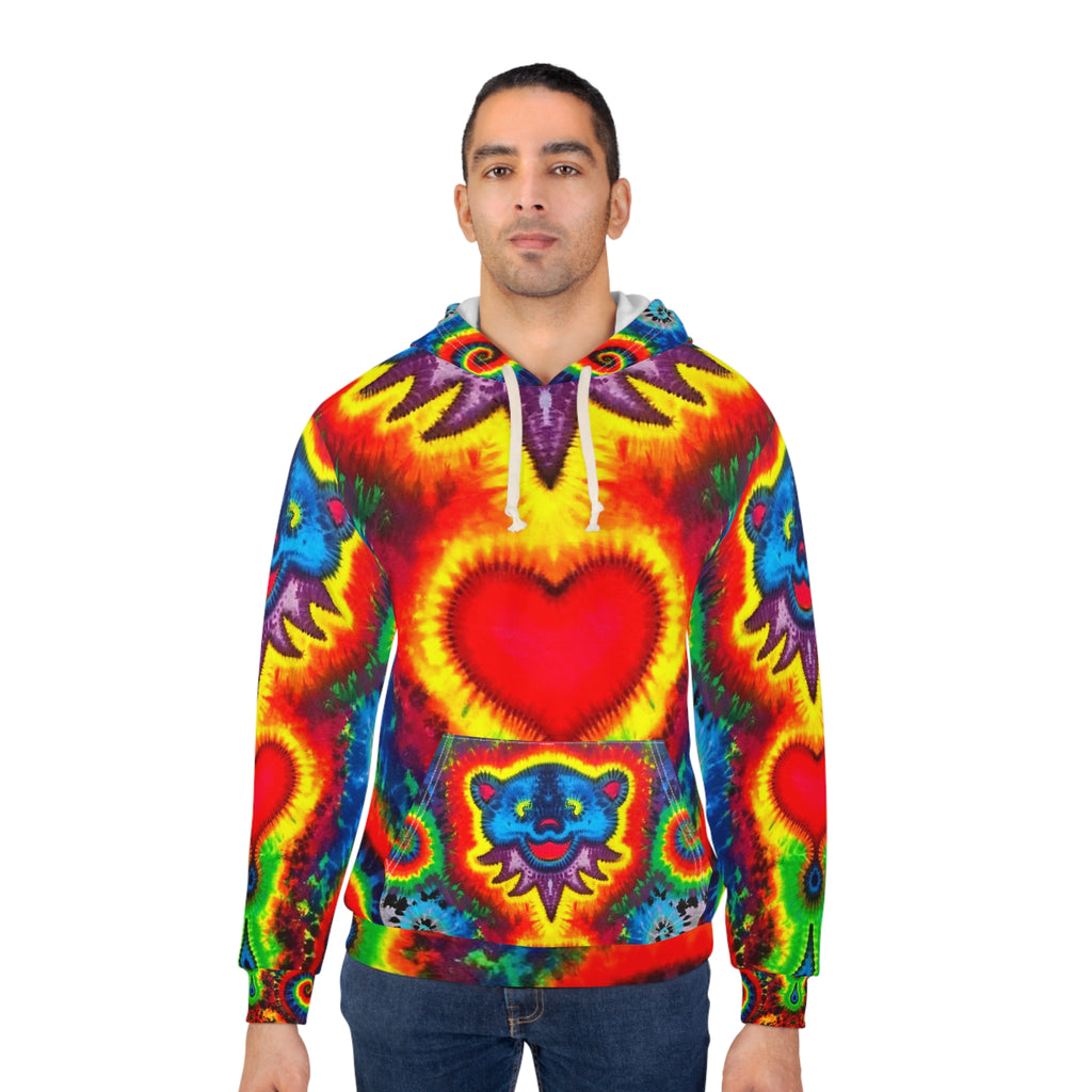 Blue Bear Heart Tie-Dye AOP Hoodie | JamminOn