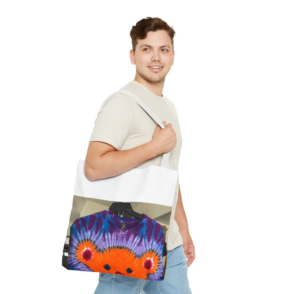 Orange Bear Radial Psychedelic Tie-Dye Tote Bag | JamminOn