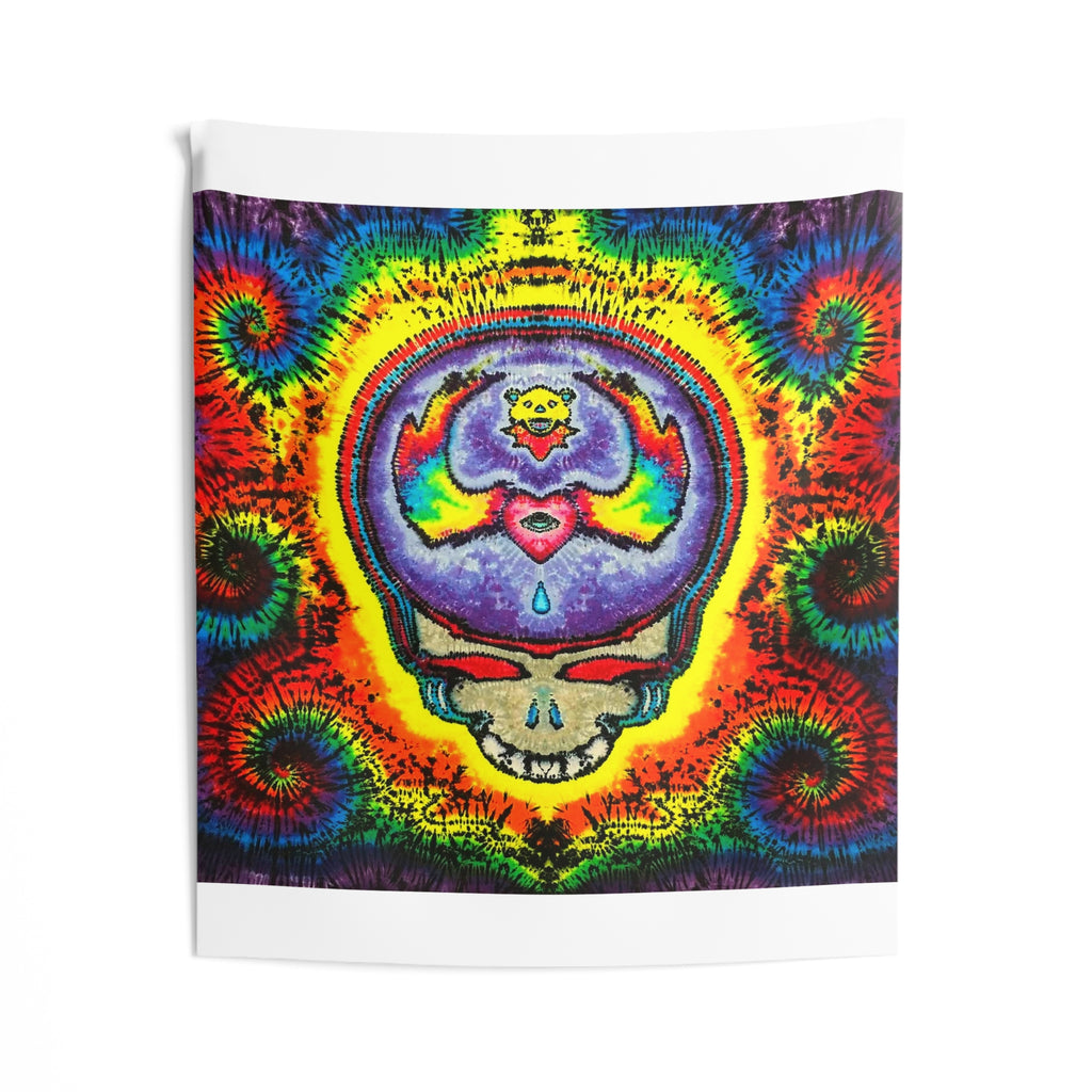 Stealie Skull Bear Heart Tie-Dye Wall Tapestry | JamminOn