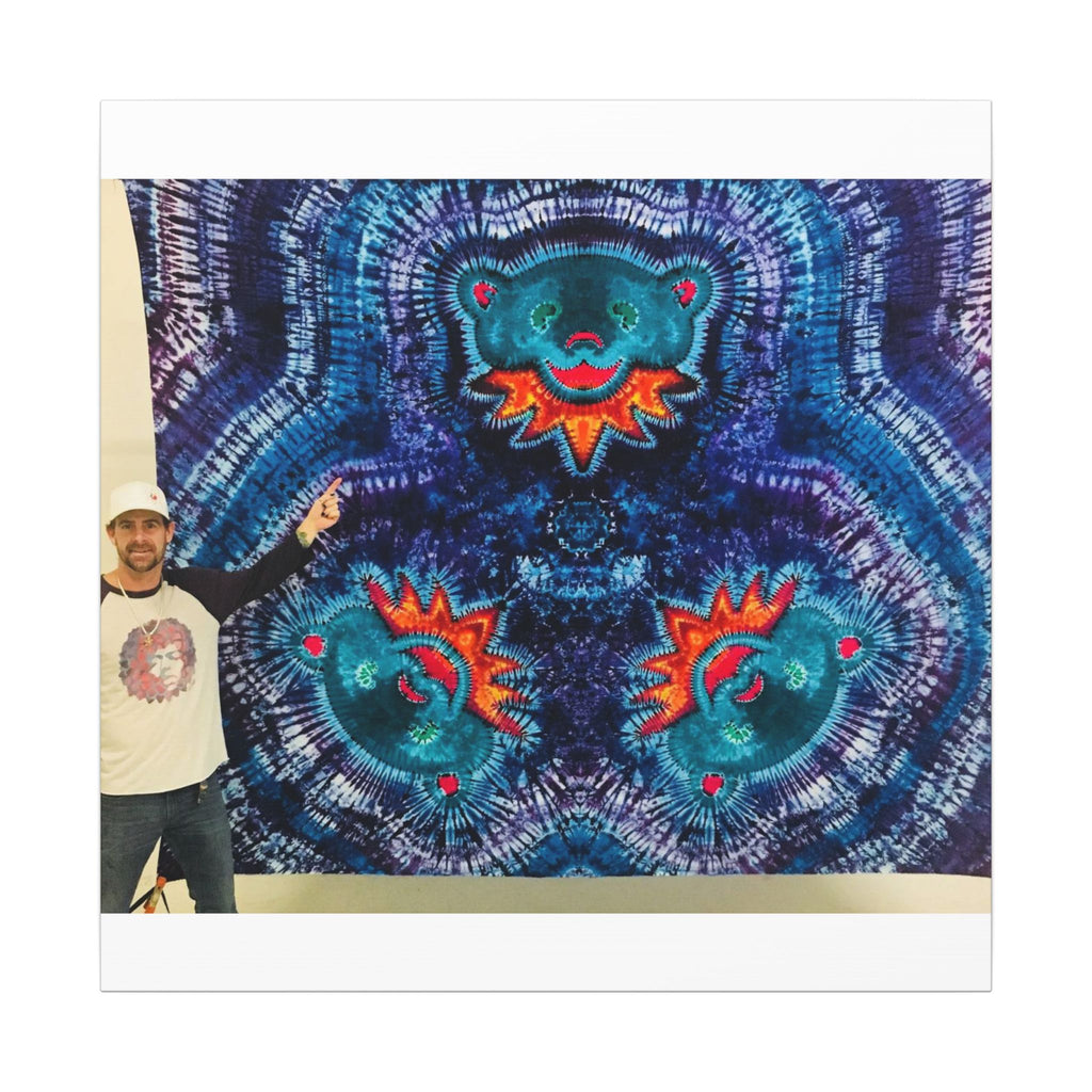 Cosmic Bear Mandala Tie-Dye Wall Art Canvas Print | JamminOn