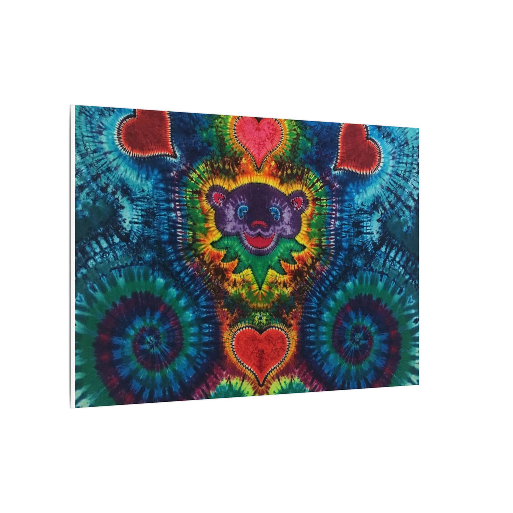 Cosmic Bear Hearts Tie-Dye Wall Art Canvas Print | JamminOn