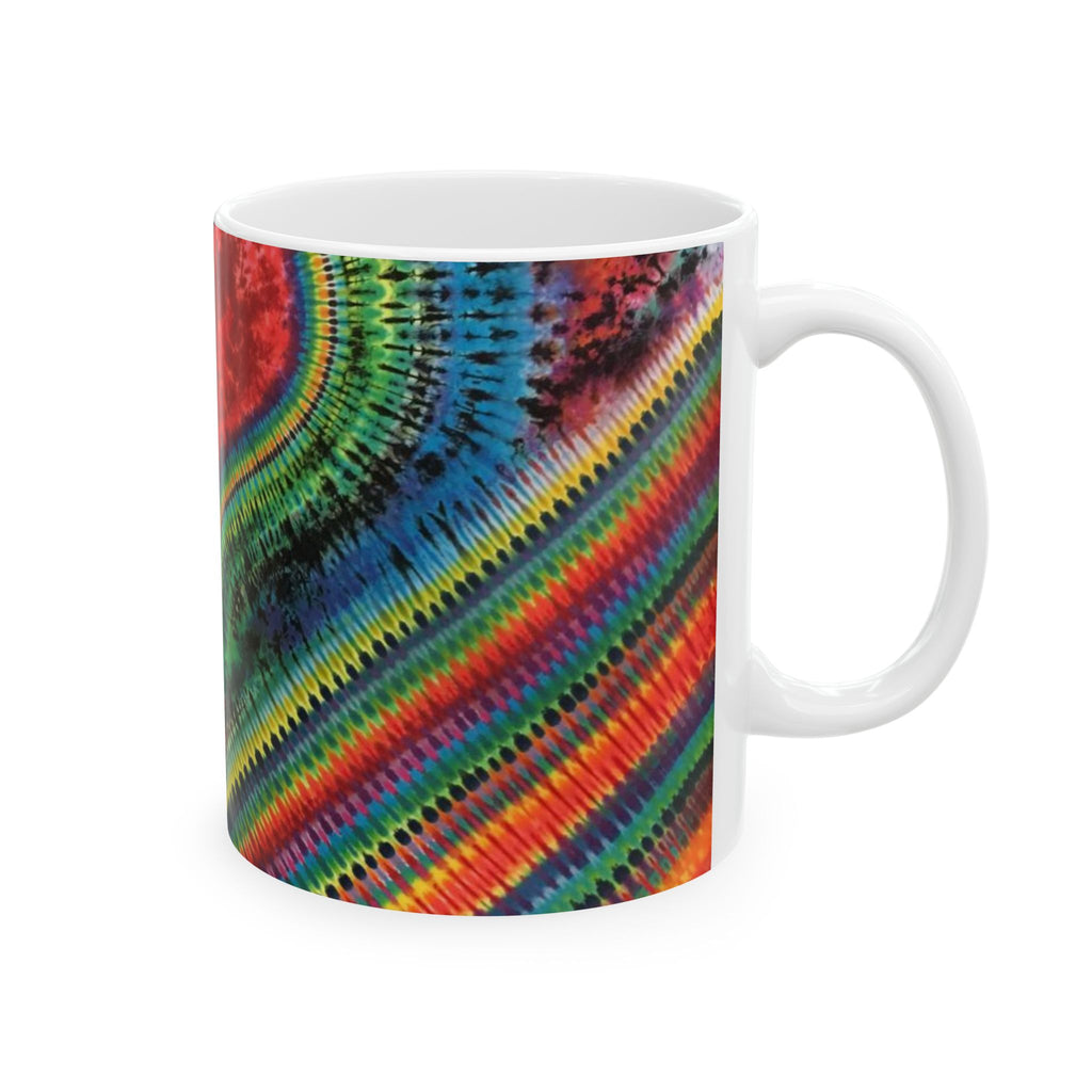 Chevron Rainbow Heart Psychedelic Tie-Dye Coffee Mug | JamminOn