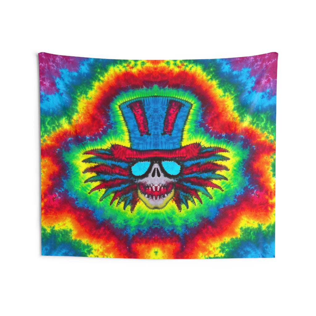 Top Hat Skull Starburst Tie-Dye Tapestry | JamminOn