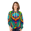 Teal Bear Rainbow Fans Tie-Dye AOP Hoodie | JamminOn