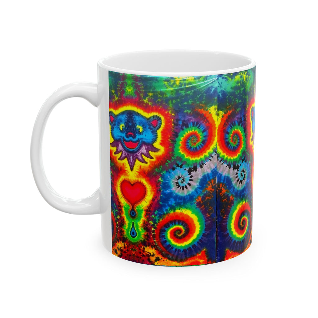 Blue Jammin Bear Heart Tie-Dye Ceramic Mug | JamminOn