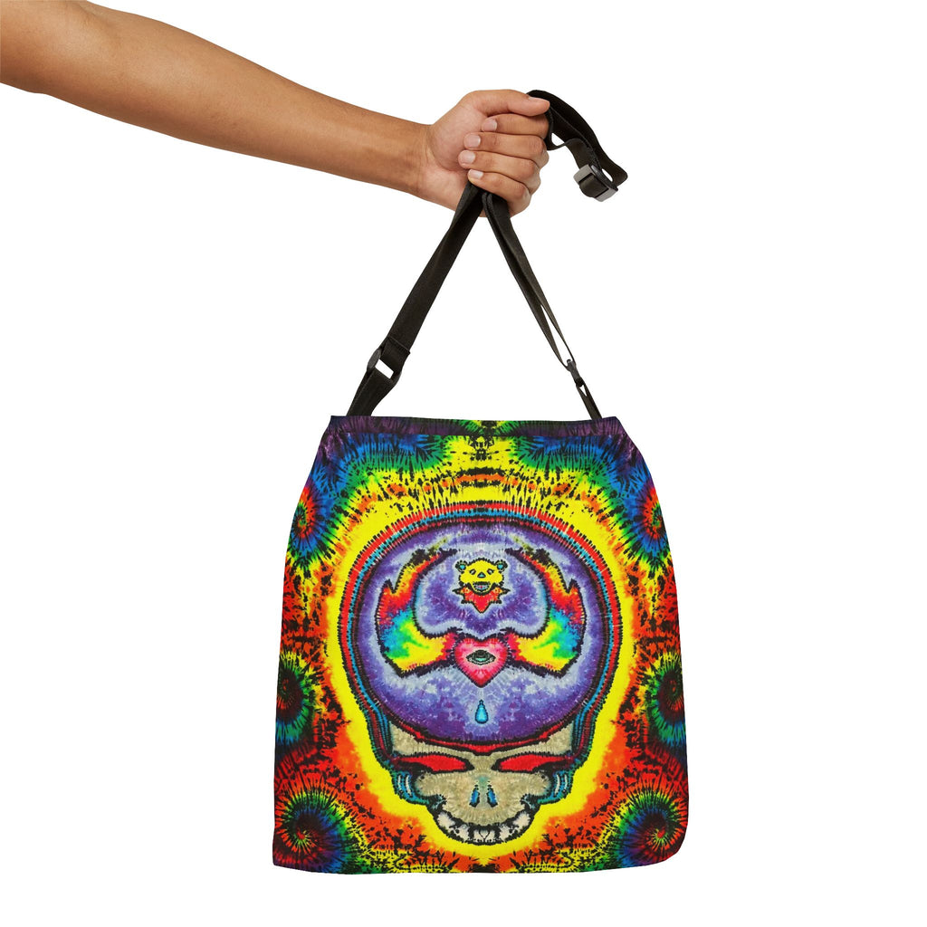 Stealie Skull Bear Heart Tie-Dye Tote Bag | JamminOn