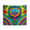 Teal Bear Rainbow Fans Tie-Dye Wall Tapestry | JamminOn