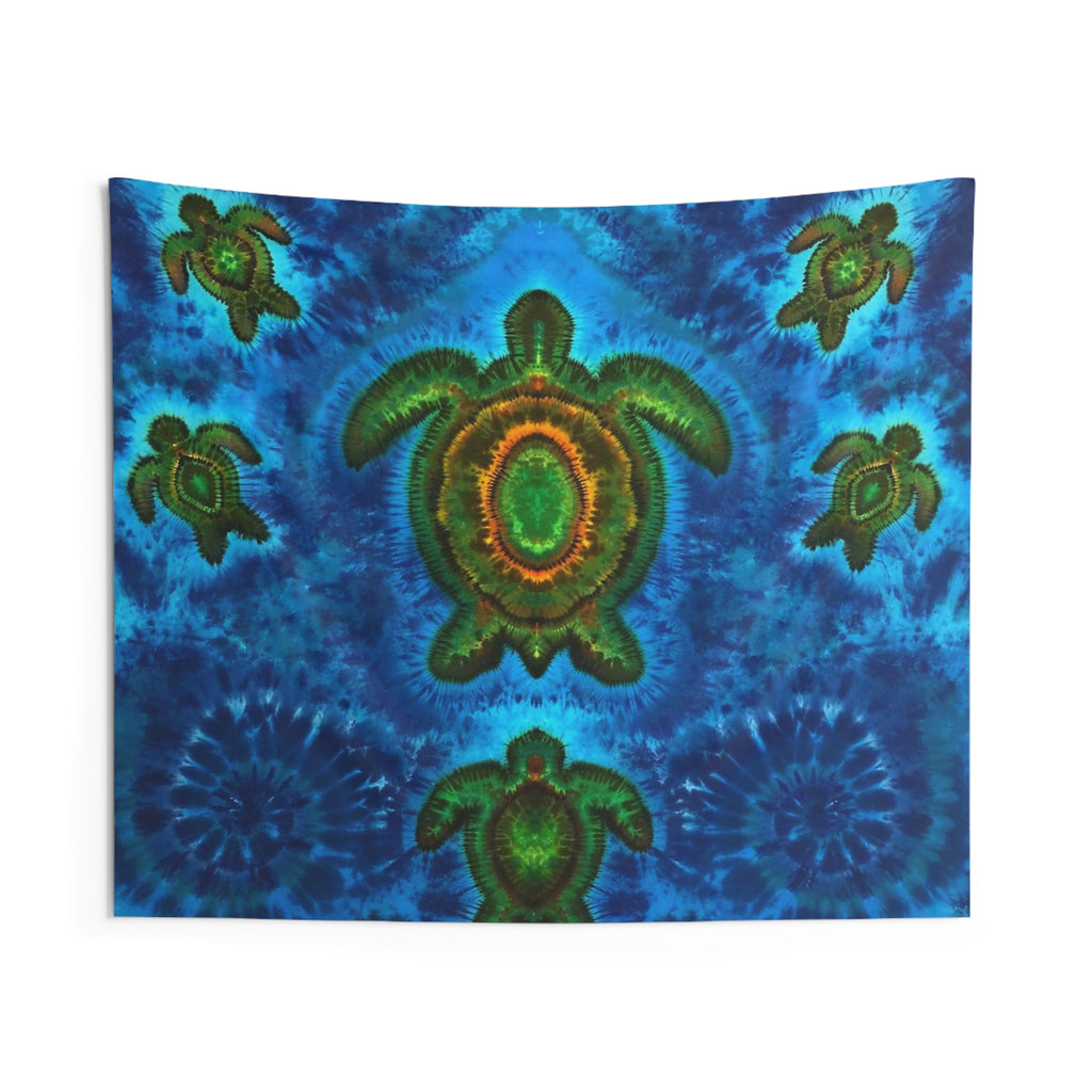 Sea Turtle Family Tie-Dye Wall Tapestry | JamminOn