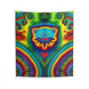 Teal Bear Rainbow Fans Tie-Dye Wall Tapestry | JamminOn