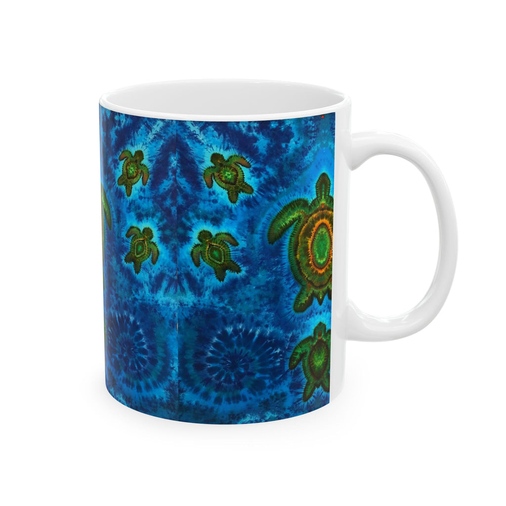 Sea Turtle Ceramic Mug — Blue Ocean Turtle Pattern Coffee Cup (11oz, 15oz)