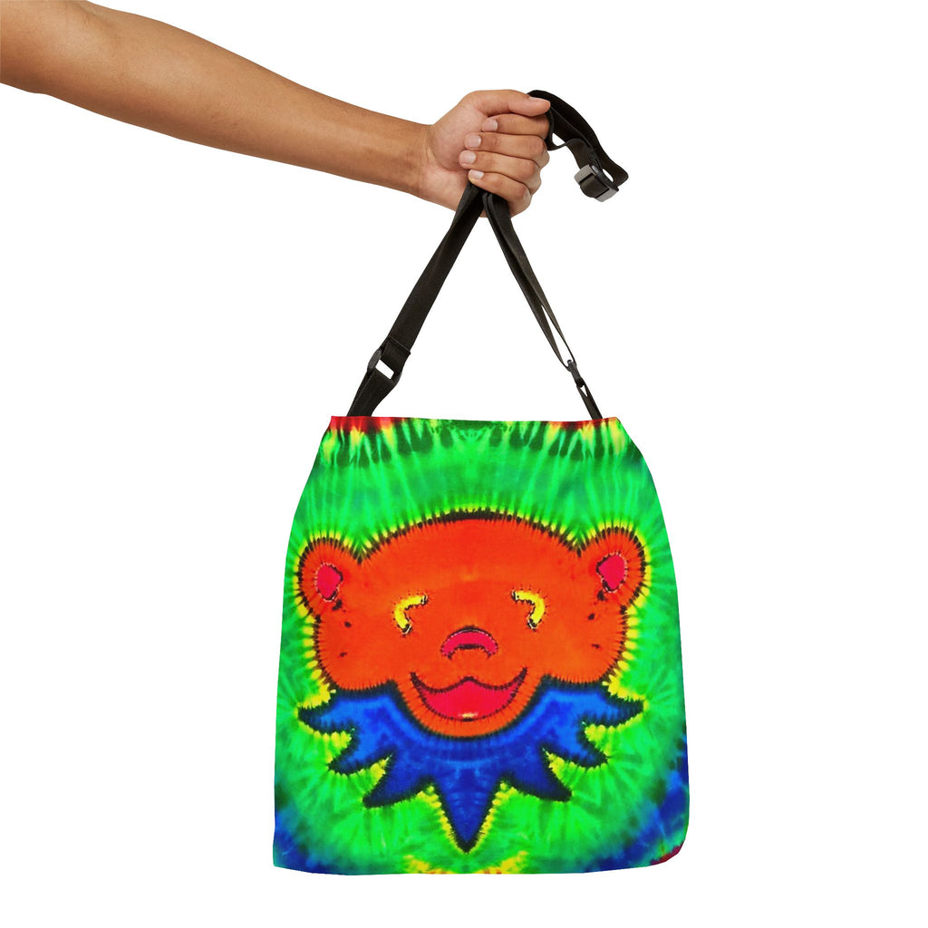 Orange Bear Rainbow Spirals Tie-Dye Tote Bag | JamminOn