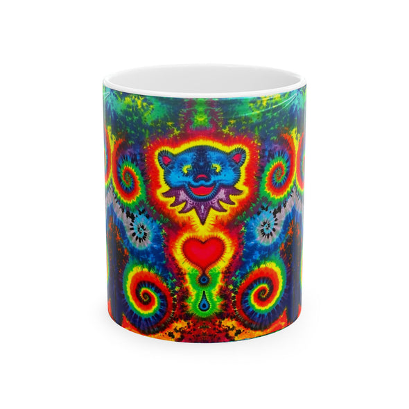 Blue Jammin Bear Heart Tie-Dye Ceramic Mug | JamminOn