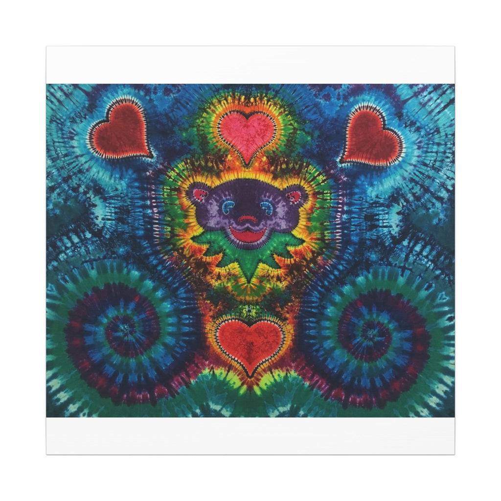 Cosmic Bear Hearts Tie-Dye Wall Art Canvas Print | JamminOn