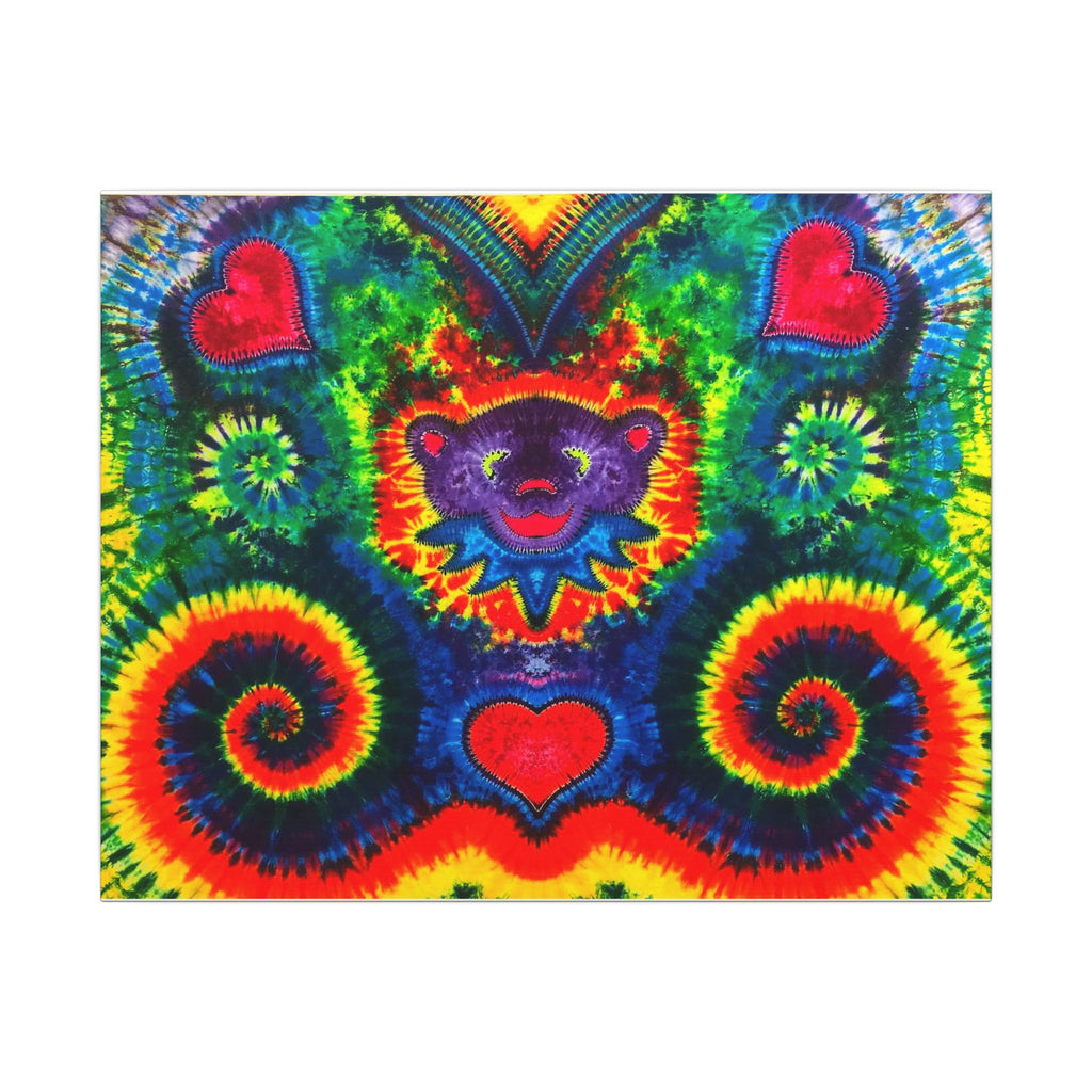 Purple Dancing Bear Hearts Tie-Dye Canvas Print | JamminOn