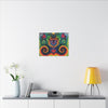 Dancing Bear Rainbow Hearts Tie-Dye Wall Art Canvas Print | JamminOn