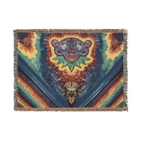 Psychedelic Tie-Dye Woven Blanket | JamminOn Festival Art
