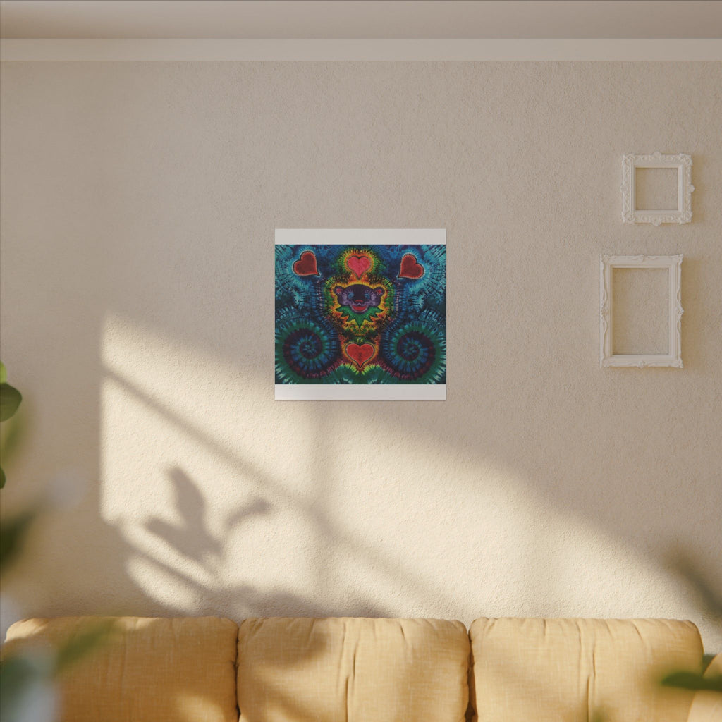 Cosmic Bear Hearts Tie-Dye Wall Art Canvas Print | JamminOn