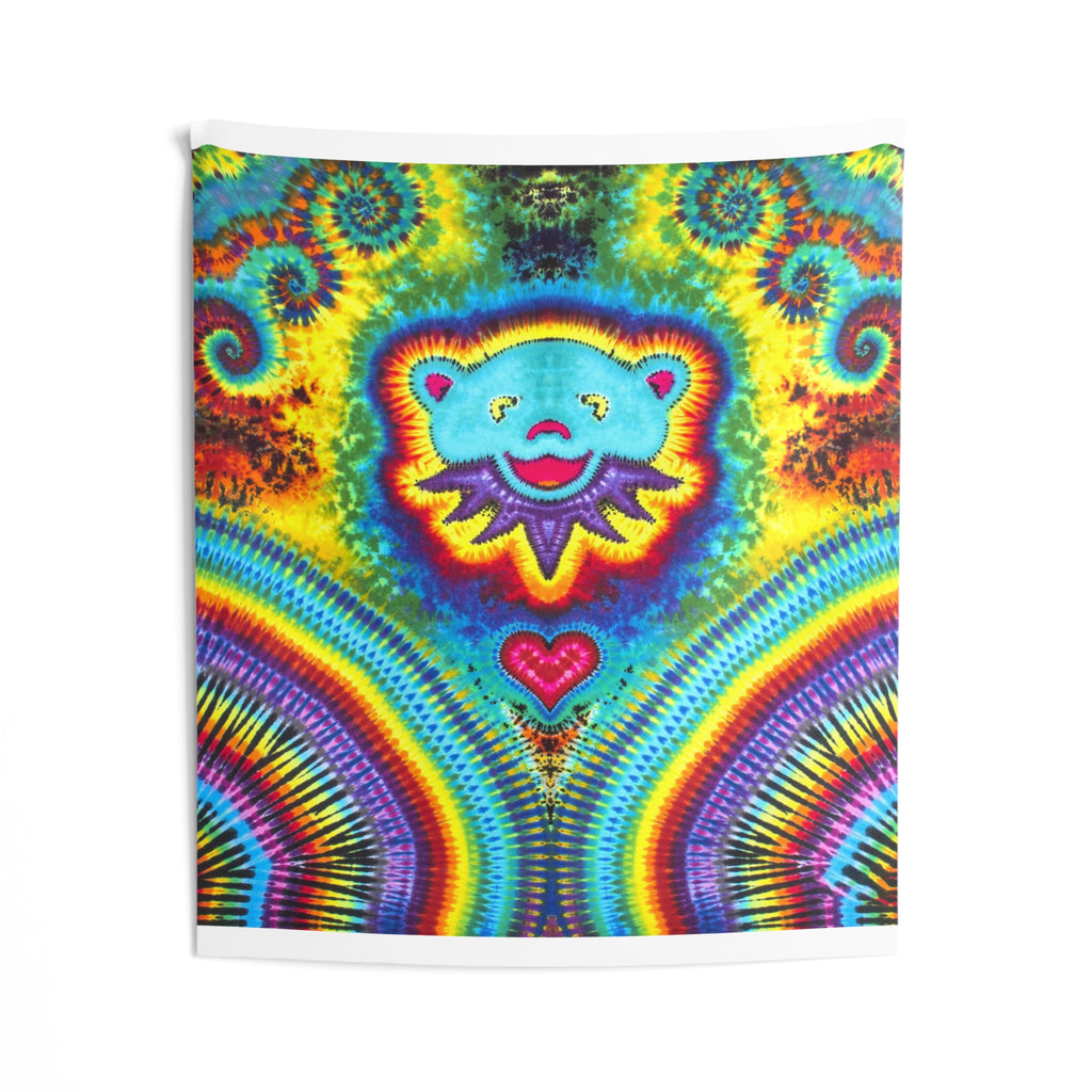 Dancing Bear Heart Burst Tie-Dye Tapestry | JamminOn
