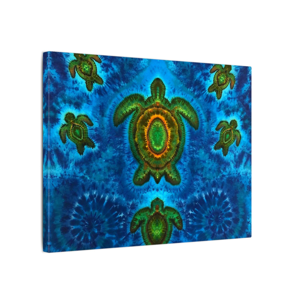 Sea Turtle Family Tie-Dye Canvas Print | JamminOn