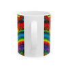 Teal Bear Rainbow Fans Tie-Dye Ceramic Mug | JamminOn